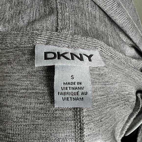 DKNY Gray Open Front Long Sleeve Performance Sweater Women's S Sheer Side Stripe - Picture 6 of 7